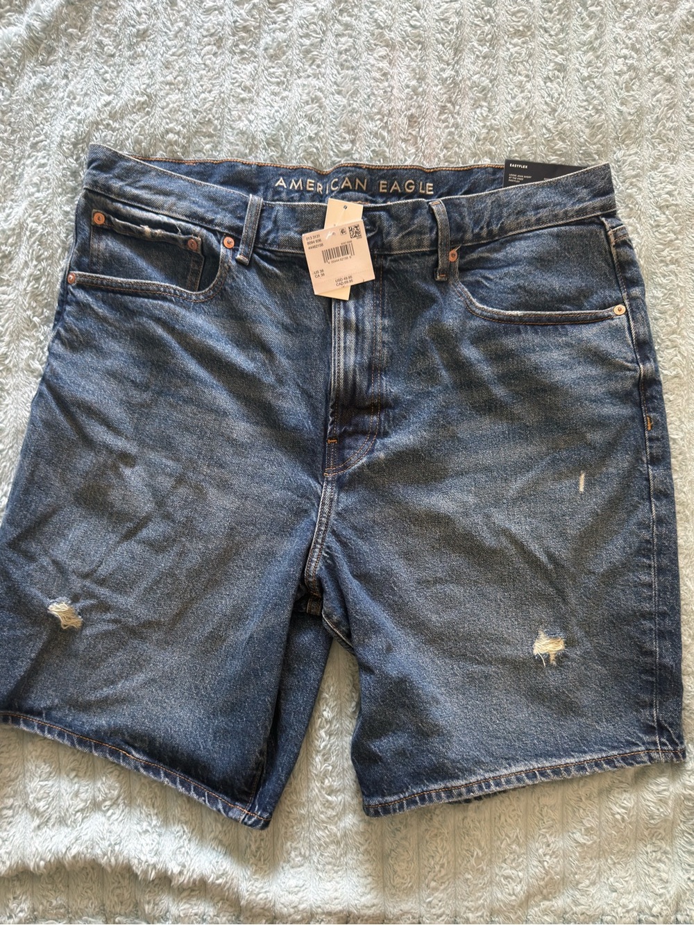 American Eagle Outfitters Men’s Blue Distressed Denim Shorts